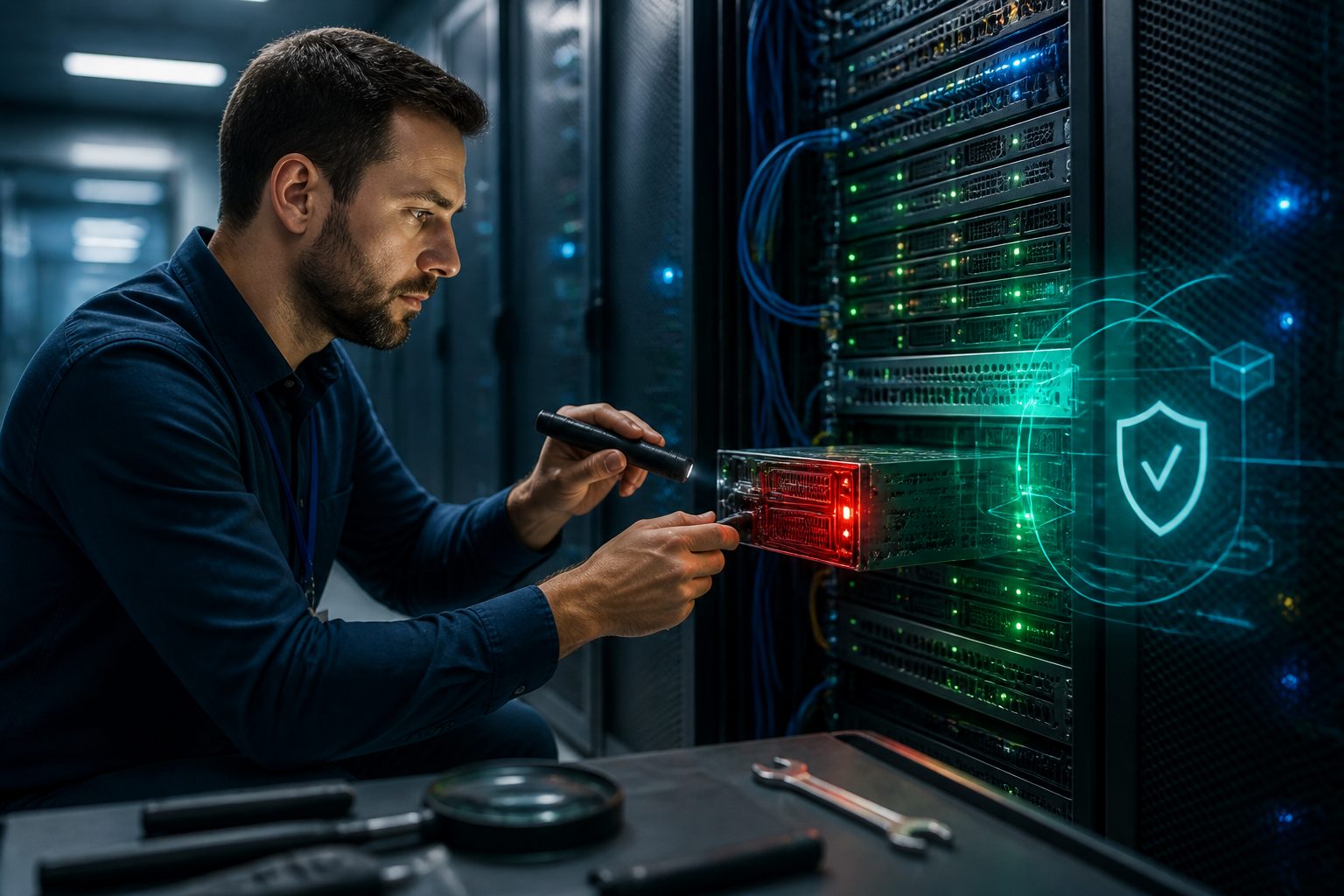 Frustrated developer troubleshooting a 500 internal server error on a laptop